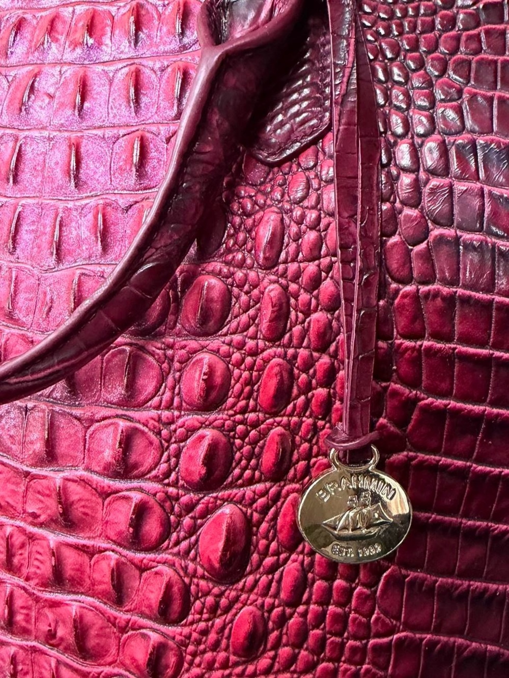Brahmin Large Duxbury Rose Ombré Croc-Embossed Leather Tote - Picture 2 of 8